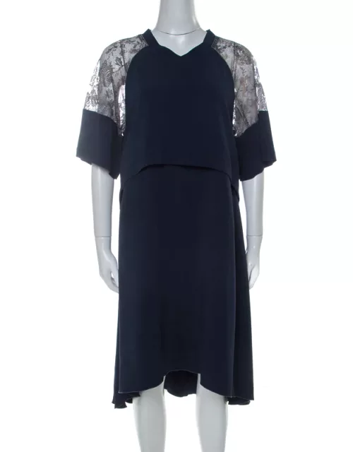 Philosophy Navy Blue Lace Detail Layered Shift Dress