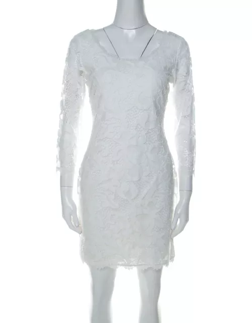 Diane von Furstenberg Off White Long Sleeve Zarita Lace Dress