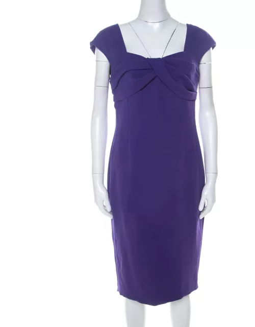 Escada Purple Crepe Pleated Bodice Detail Sleeveless Danicara Dress