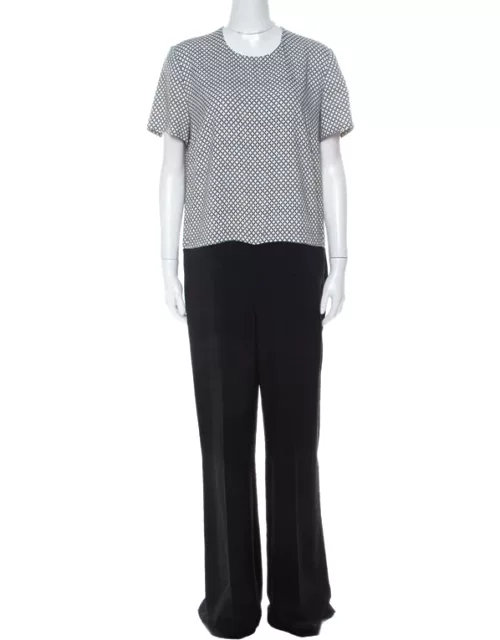 Stella McCartney Black & Printed Bodice Crepe Wide-Leg Short-Sleeve Jumpsuit
