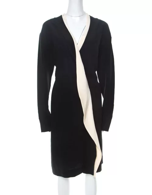 Marni Black Silk Crepe Contrast Collar Detail Short Dress
