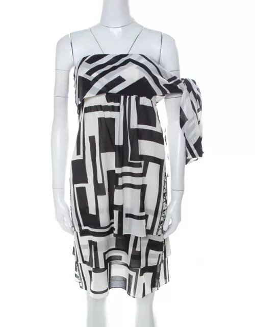 Emilio Pucci Monochrome Silk Chiffon Strapless Short Dress