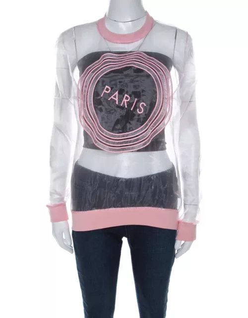 Kenzo Pink Paris Embroidered Sheer Pullover