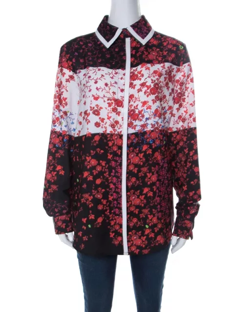 Preen Red Floral Print Crepe Button Down Shirt