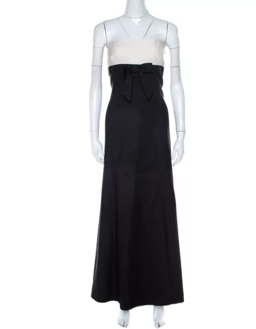 Valentino Black & White Wool & Silk Blend Bow Detail Tube Dress