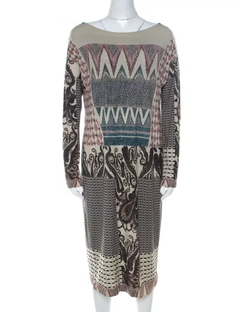Etro Multicolor Abstract Print Wool Knit Sheath Dress
