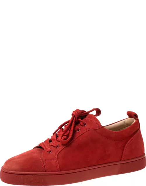 Christian Louboutin Red Suede Lace Up Sneaker