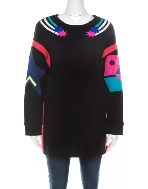 Emporio Armani Black Knit Star And Fish Print Long Sweatshirt