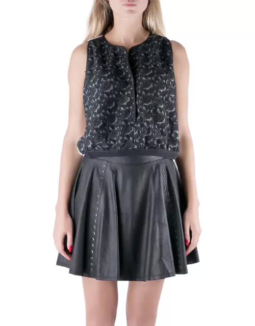 Yigal Azrouel Jet Optic Paisley Embroidered Lace Crop Top
