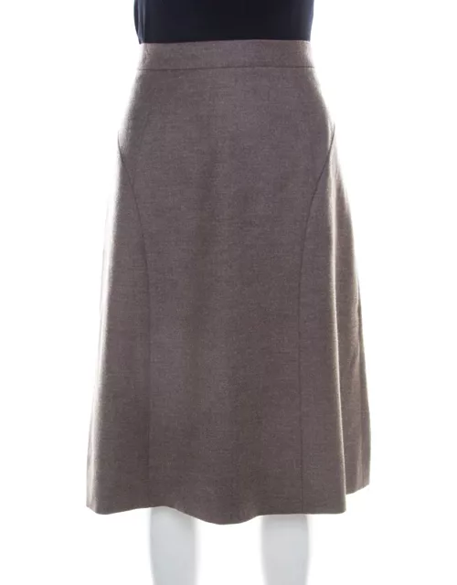 Escada Pine Brown Wool Tailored Rubla A Line Skirt