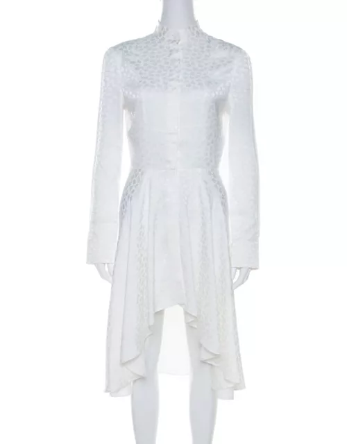 Alexander McQueen Cream Leaf Jacquard Asymmetric Hem Shirt Dress