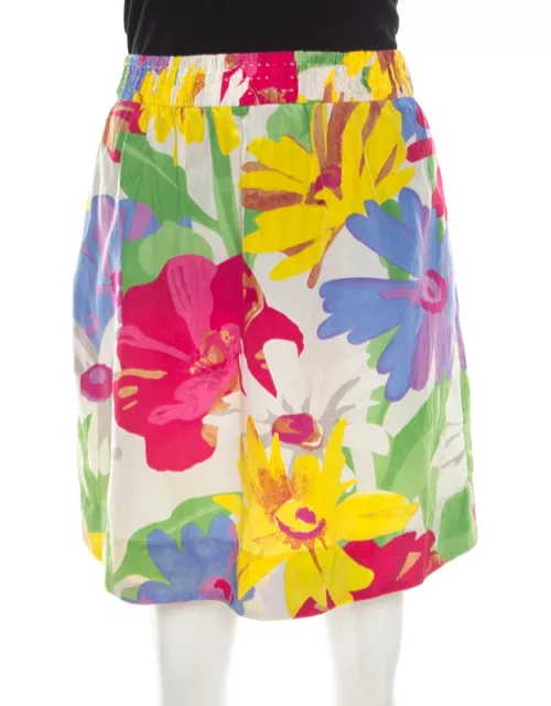 See By Chloe Mutlicolor Floral Print Cotton Silk Gathered Mini Skirt
