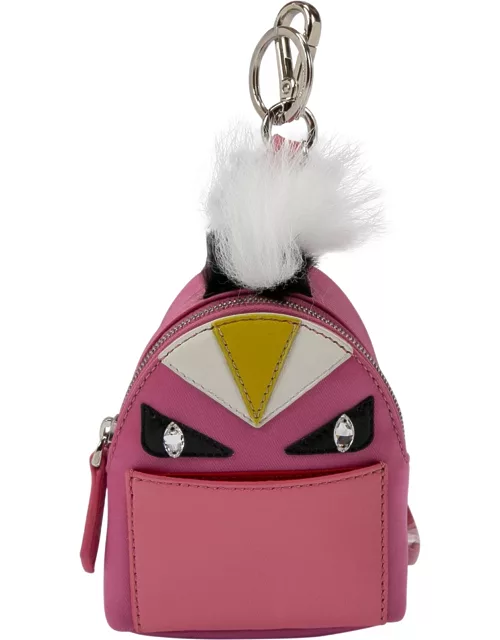 Fendi Pink Nylon and Leather Monster Backpack Char