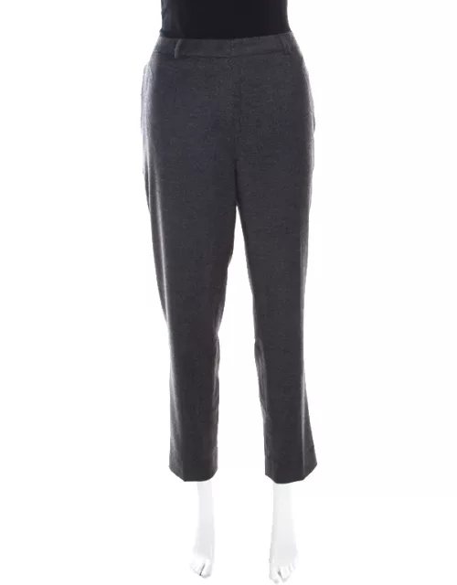 Escada Anthracite Grey Wool and Cashmere Tapered Tellis Trousers