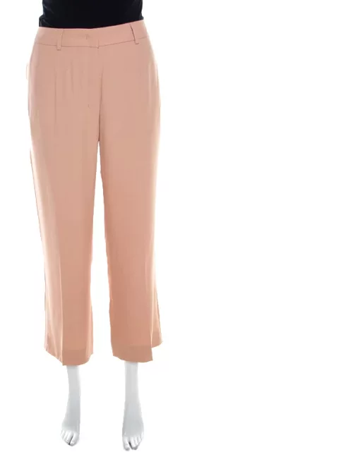 Escada Desert Rose Pink Crepe Tailored Torill Straight Trousers