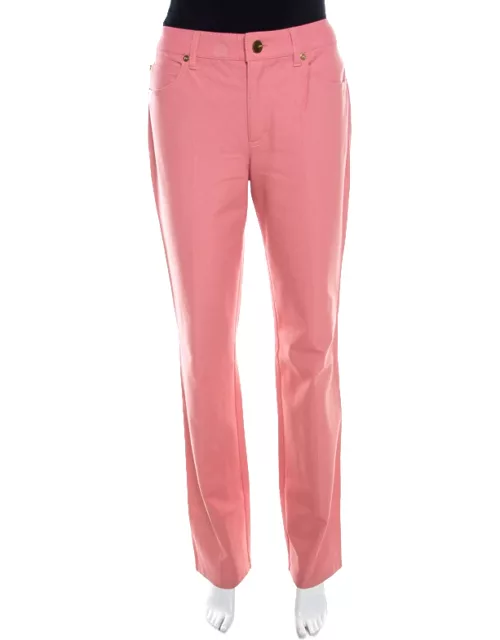 Escada Framboise Pink Stretch Denim High Rise Straight Leg Tessa Jeans