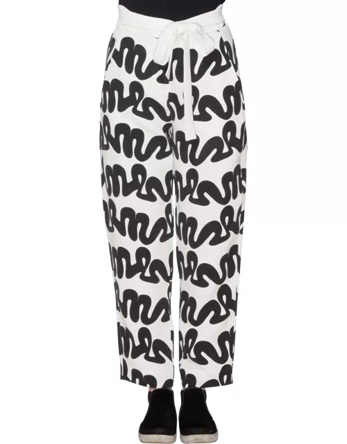 Issa Black and White Squiggle Print Waist Tie Detail Ola Pants
