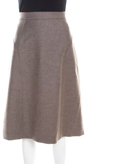 Escada Pine Brown Wool Tailored Rubla A Line Skirt