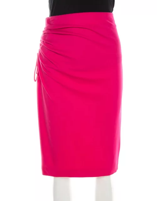 Escada Blossom Pink Jersey Ruched Side Detail Skirt