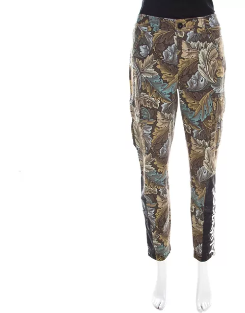 Marc by Marc Jacobs Elm Brown Acanthus Print Cotton Herringbone Tapered Cargo Pants