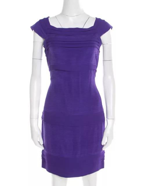 Diane von Furstenberg Purple Pleated Silk Square Neck Merle Dress