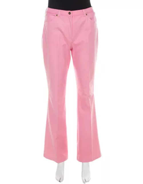 Escada Pink Cotton Twill Denim High Waist Flared Jeans