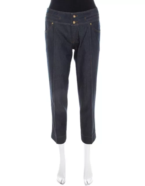 Roberto Cavalli Indigo Cotton Twill Denim Cropped Jeans