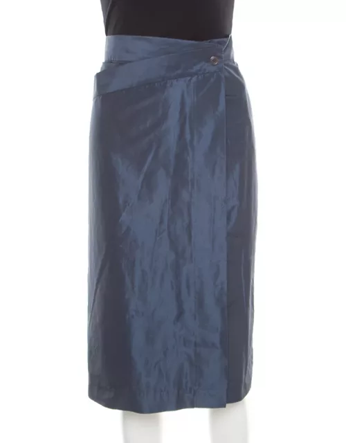 Jil Sander Grey Asymmetric Waist Detail Wrap Skirt