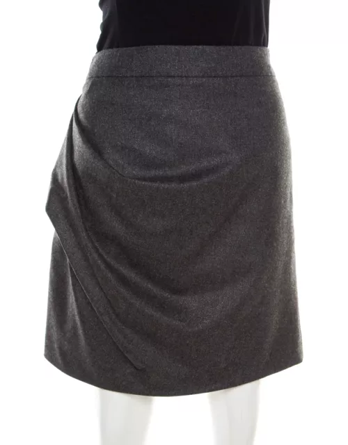 Emporio Armani Grey Knit Draped Mini Skirt