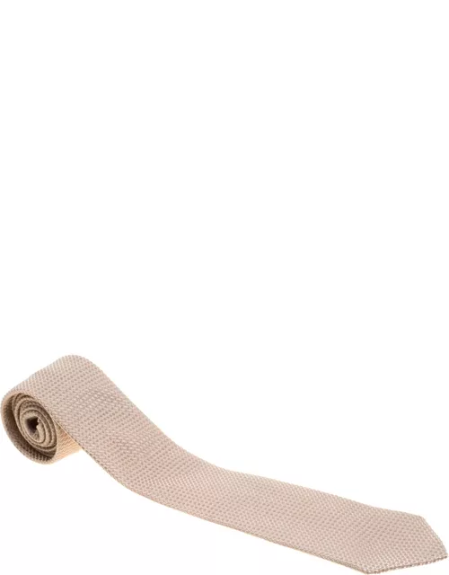 Brioni Beige Textured Silk Jacquard Tie