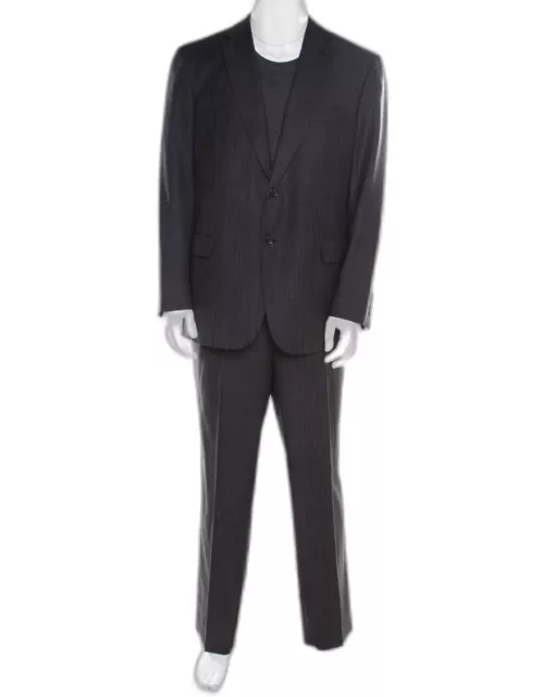 Brioni Grey Herringbone Pattern Wool Tailored Suit