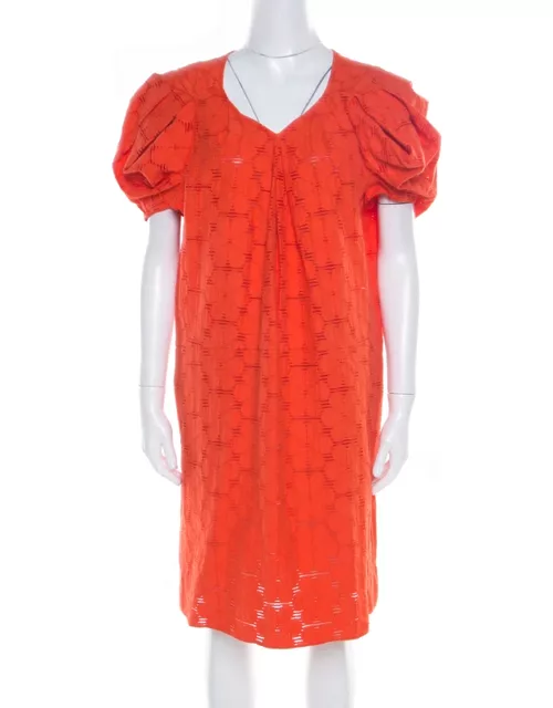 Marni Tangerine Floral Cotton Lace Shift Dress