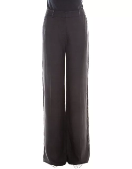 Borbonese Black Satin Paneled Straight Fit Trousers