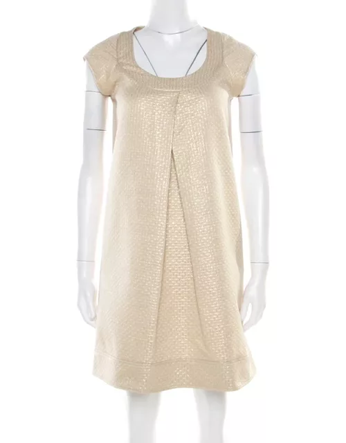 Diane Von Furstenberg Gold Jacquard Inverted Pleat Detail Ayuka Dress