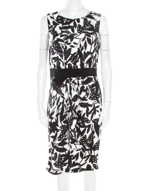 Paule Ka Monochrome Printed Silk Bow Detail Sleeveless Dress