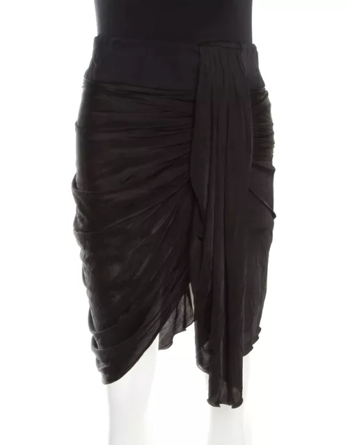 Emilio Pucci Black Draped Jersey Asymmetric Mini Skirt