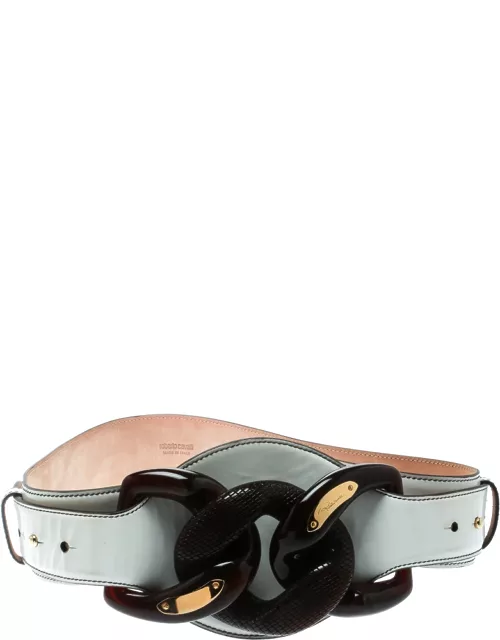 Roberto Cavalli White Leather Wide Belt
