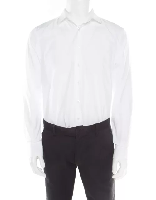 CH Carolina Herrera White Cotton Long Sleeve Button Front Shirt