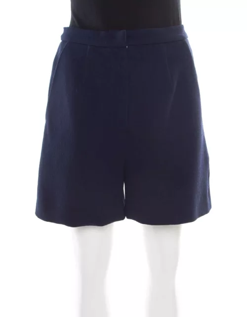 Roksanda Ilincic Navy Blue Wool Crepe High Waist Breton Shorts