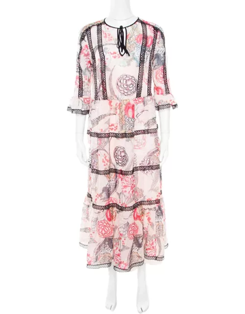 Temperley London Almond Dotted Jacquard Dobby Shire Printed Tiered Midi Dress