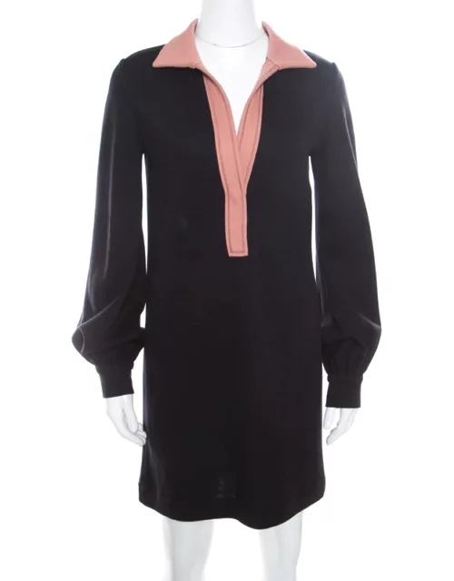 Missoni Black Contrast Collar Detail Long Sleeve Wool Dress