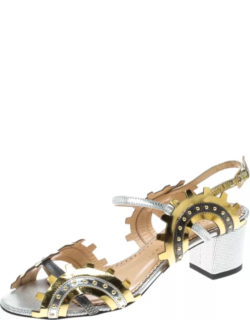 Charlotte Olympia Multicolor Leather Studded Ankle Strap Sandal
