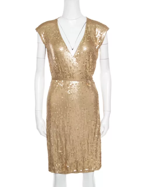Michael Michael Kors Gold Sequined Wrap Dress