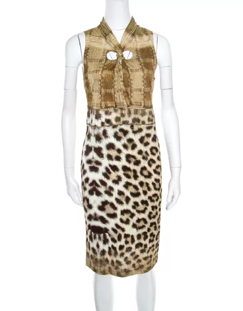 Class by Roberto Cavalli Multicolor Animal Printed Snake Buckle Detail Cutout Back Dress