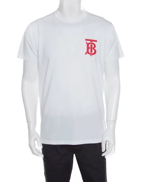 Burberry White B series Monogram Logo Detail Limited Edition Crew Neck T Shirt
