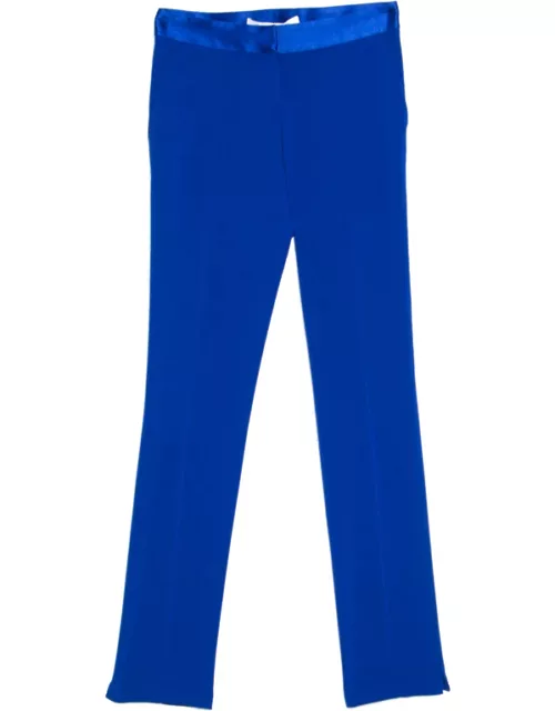 Diane Von Furstenberg Cobalt Blue Textured Crepe Genesis Long Pants