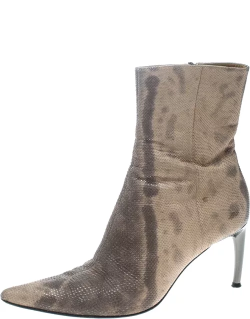 Sergio Rossi Two Tone Karung Pointed Toe Ankle Boot
