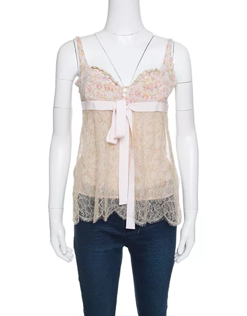 Red Valentino Floral Print Lace Overlay Camisole