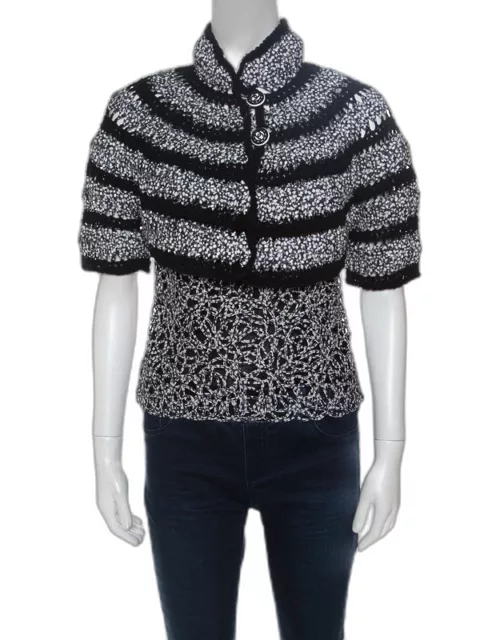 Chanel Black And White Cutout Detail Bolero Jacket and Sleeveless Top Set