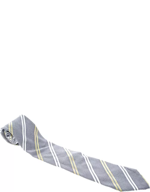 Ermenegildo Zegna Vintage Diagonal Striped Textured Silk Jacquard Tie